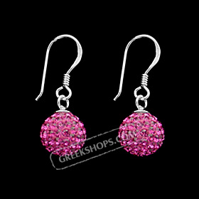 The Rio Collection - Swarovski Crystal Ball Hook Earrings Magenta (10mm)