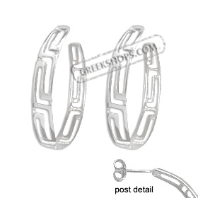 Sterling Silver Earrings - Large Greek Key Hoop (30mm)