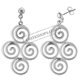 The Ariadne Collection - Sterling Silver Earrings - Cluster of Four Swirl Motif (40mm)