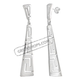 The Clio Collection - Sterling Silver Earrings - Greek Key Curve (66mm)