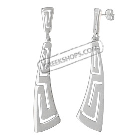 The Clio Collection - Sterling Silver Earrings - Greek Key Curve (69mm)