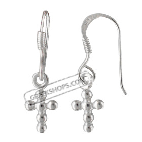 Sterling Silver Earrings - Hanging Cross (12mm)