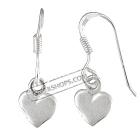 Sterling Silver Earrings - Hanging Heart (9mm)