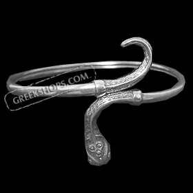 Sterling Silver Cuff Bracelet - Decorated Serpent (70mm)