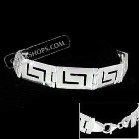 The Athena Collection - Sterling Silver Bracelet - Greek Key Links (12mm)