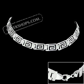 The Athena Collection - Sterling Silver Bracelet - Greek Key Square Links (5mm)