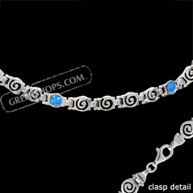 The Neptune Collection - Sterling Silver Bracelet - Swirl Link w/ Opal Circle (5mm)