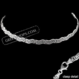 Sterling Silver Bracelet - Double Wavy Greek Key Links (5mm)