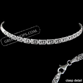 Sterling Silver Bracelet - Greek Key Square Links (4mm)