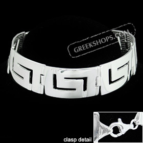 Sterling Silver Men's Bracelet - Large Greek Key Links (16mm)