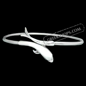 Sterling Silver Arm Bracelet - Minoan Dolphin (90mm)