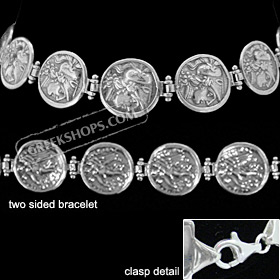 Sterling Silver Bracelet - Athena and Nike Coin Replica (15mm)