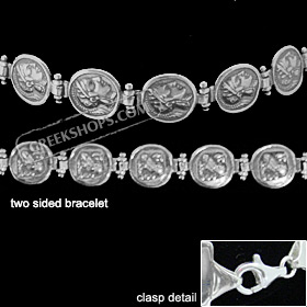 Sterling Silver Bracelet - Ancient Tetradrachm Silver Coin Replica (11mm)