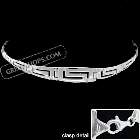 Sterling Silver Men's Bracelet - Greek Key Motif Links (9mm)