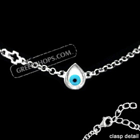 The Amphitrite Collection - Sterling Silver Bracelet - Mother of Pearl Teardrop w/ Mati & Cross