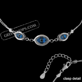 The Amphitrite Collection - Sterling Silver Bracelet - Three Mati Eye w/ Cubic Zirconia