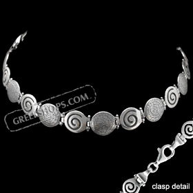 Sterling Silver Bracelet -  Phaistos Disc & Swirl Motifs (12mm)