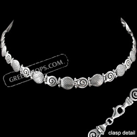 Sterling Silver Bracelet -  Phaistos Disc & Swirl Motifs (8mm)