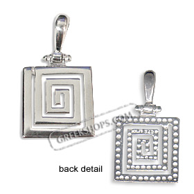 Sterling Silver Pendant - Greek Key Square Medium (16mm)