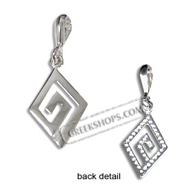Sterling Silver Pendant - Greek Key Diamond Medium (16mm)