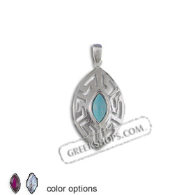 The Alcyone Collection - Sterling Silver Pendant - Greek Key Oval Small (30mm) (Clearance 20% Off)