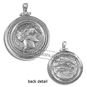 Sterling Silver Pendant - Ancient Tetradrachm Silver Coin Replica (34mm)