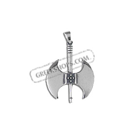 Sterling Silver Pendant - Decorated Minoan Double Axe (33mm)