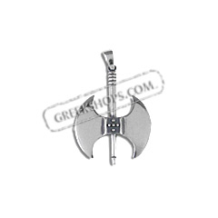 Sterling Silver Pendant - Decorated Minoan Double Axe (27mm)