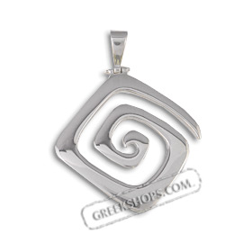 Sterling Silver Pendant - Greek Key Motif (47mm)