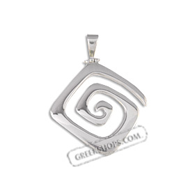 Sterling Silver Pendant - Greek Key Motif (31mm)