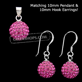 The Rio Collection - Swarovski Crystal Ball Pendant and Hook Earrings Magenta