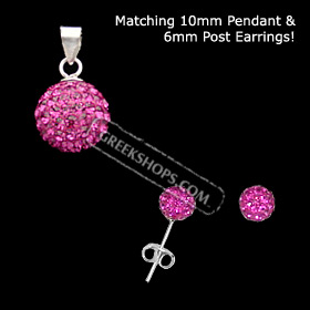 The Rio Collection - Swarovski Crystal Ball Pendant and Post Earrings Magenta