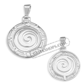 Sterling Silver Pendant - Greek Key Swirl (25mm)