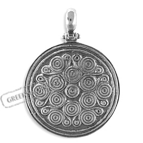 The Agamemnon Collection - Sterling Silver Pendant - Swirls & Whorls Motif (32mm)