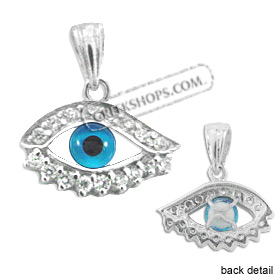 The Amphitrite Collection - Sterling Silver Pendant - Mati Evil Eye w/ Swarovski (18mm)