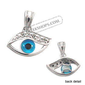 The Amphitrite Collection - Sterling Silver Pendant - Mati Evil Eye w/ Swarovski (17mm)