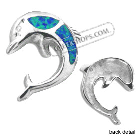 The Neptune Collection - Sterling Silver Pendant - Dolphin Opal (20mm) w/ 16" Rope Chain
