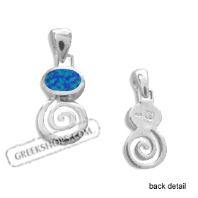The Neptune Collection - Sterling Silver Pendant - Swirl w/ Oval Opal (14mm)