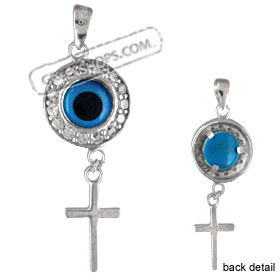 The Amphitrite Collection - Sterling Silver Pendant - Circle Mati w/ Swarovski & Cross (31mm)