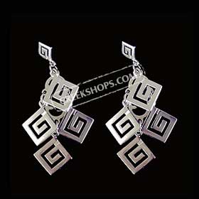 The Ariadne Collection - Sterling Silver Post Earrings - Cluster of Cascading Diamonds (36mm) 