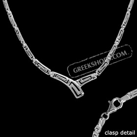Sterling Silver Necklace - Greek Key Motif Links (3mm)