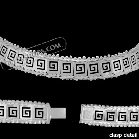 Greek Sterling Silver Greek Key Link Bracelet ( 12mm )