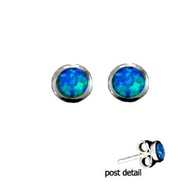 The Neptune Collection - Sterling Silver Earrings - Circle Opal Gem Stone (7mm)