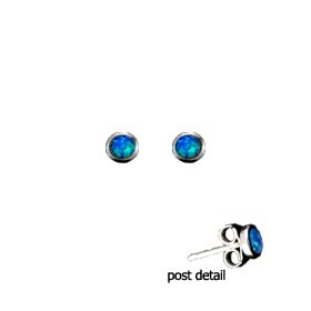 The Neptune Collection - Sterling Silver Earrings - Circle Opal Gem Stone (3mm)