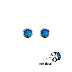 The Neptune Collection - Sterling Silver Earrings - Circle Opal Gem Stone (4mm)