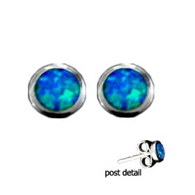 The Neptune Collection - Sterling Silver Earrings - Circle Opal Gem Stone (9mm)