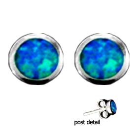 The Neptune Collection - Sterling Silver Earrings - Circle Opal Gem Stone (13mm)