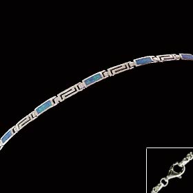 The Neptune Collection - Sterling Silver Bracelet - Greek Key Opal Rectangle (3.5mm)