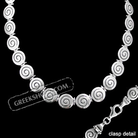 The Ariadne Collection - Sterling Silver Necklace w/ Swirl Motif Links (15mm)