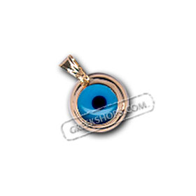 14k Gold Evil Eye Pendant 8mm